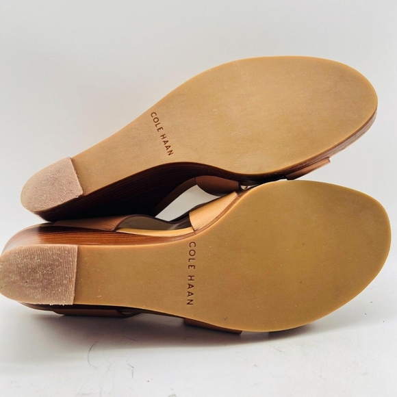 Cole Haan Women's Brown Leather Wedge Ankle Strap Sandals - Picture 7 of 8